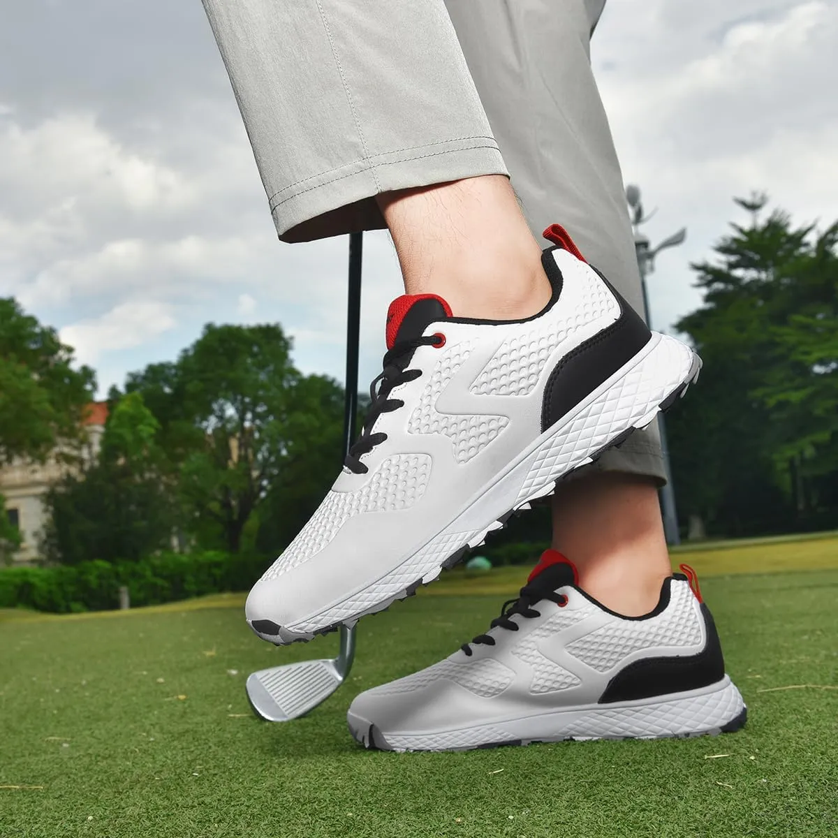 ULTIANT Golf Shoes Men Waterproof Spikeless Lightweight Non-Slip Walking Shoes Outdoor Size7.5-12