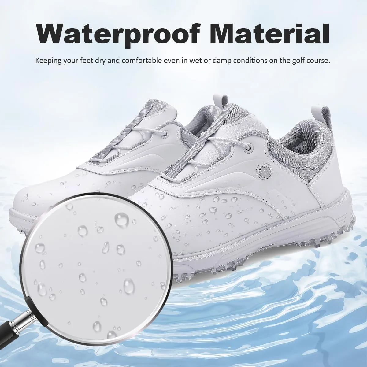 ULTIANT Mens Golf Shoes Waterproof Fixed Spikeless Sole Comfortable Outdoor Sport Shoes Size7.5-13
