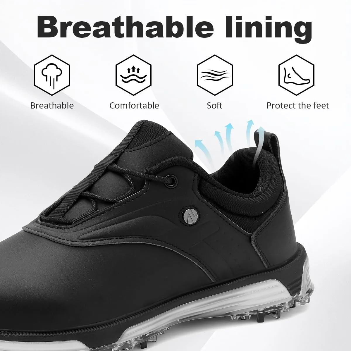 ULTIANT Mens Golf Shoes Waterproof Fixed Spikeless Sole Comfortable Outdoor Sport Shoes Size7.5-13
