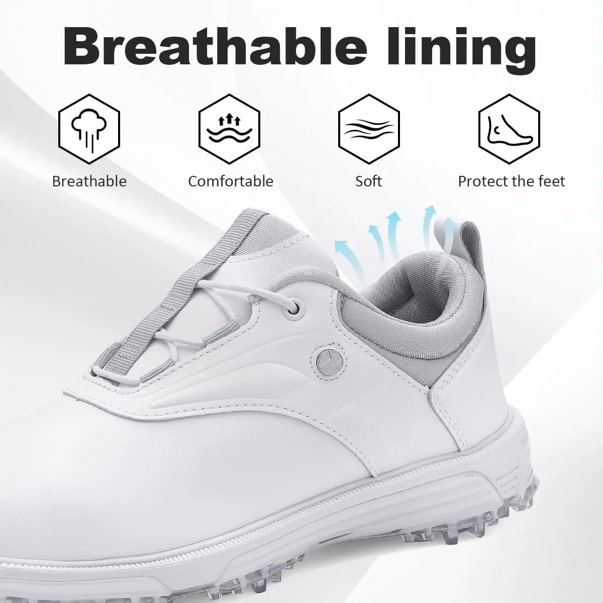ULTIANT Mens Golf Shoes Waterproof Fixed Spikeless Sole Comfortable Outdoor Sport Shoes Size7.5-13