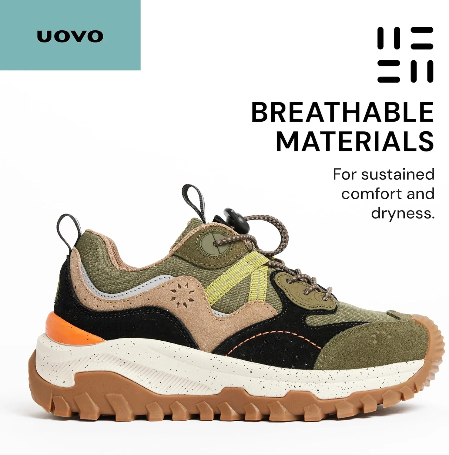 UOVO Kids Waterproof Hiking Shoes  Non-Slip Outdoor Trail Sneakers for Boys & Girls, Lightweight Breathable Trekking Boots