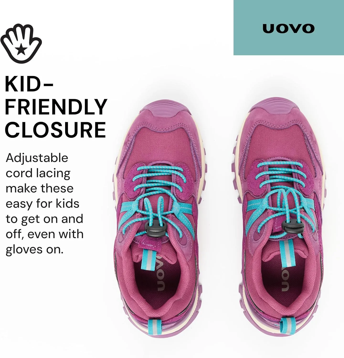 UOVO Kids Waterproof Hiking Shoes  Non-Slip Outdoor Trail Sneakers for Boys & Girls, Lightweight Breathable Trekking Boots