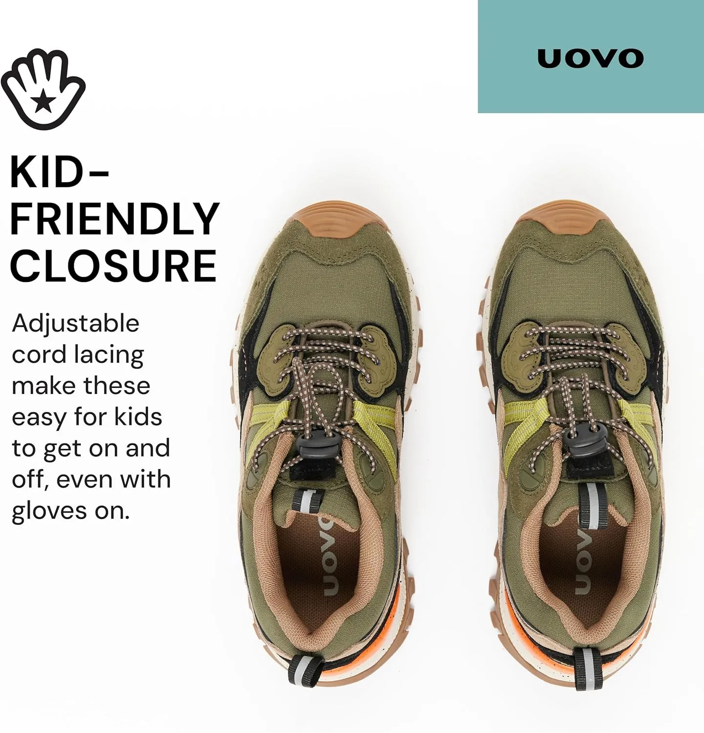 UOVO Kids Waterproof Hiking Shoes  Non-Slip Outdoor Trail Sneakers for Boys & Girls, Lightweight Breathable Trekking Boots
