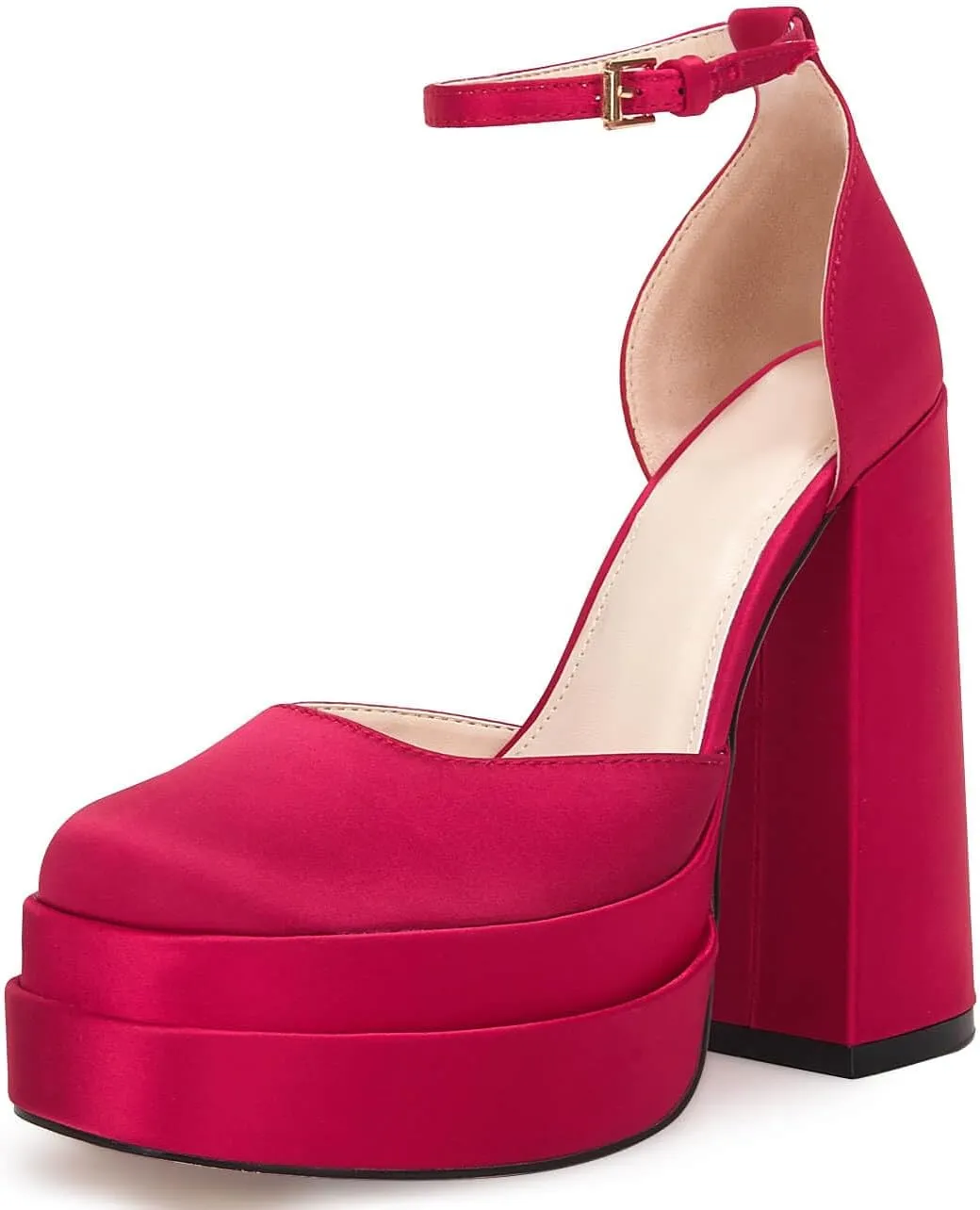 VETASTE Womens Platform Chunky High Block Heels Ankle Strap Party Wedding Dress Pumps Shoes