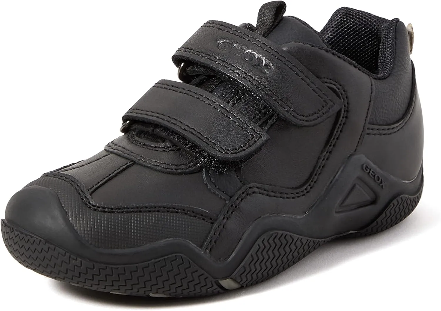 WADER Boys Leather Touch Fasten School Shoes Black