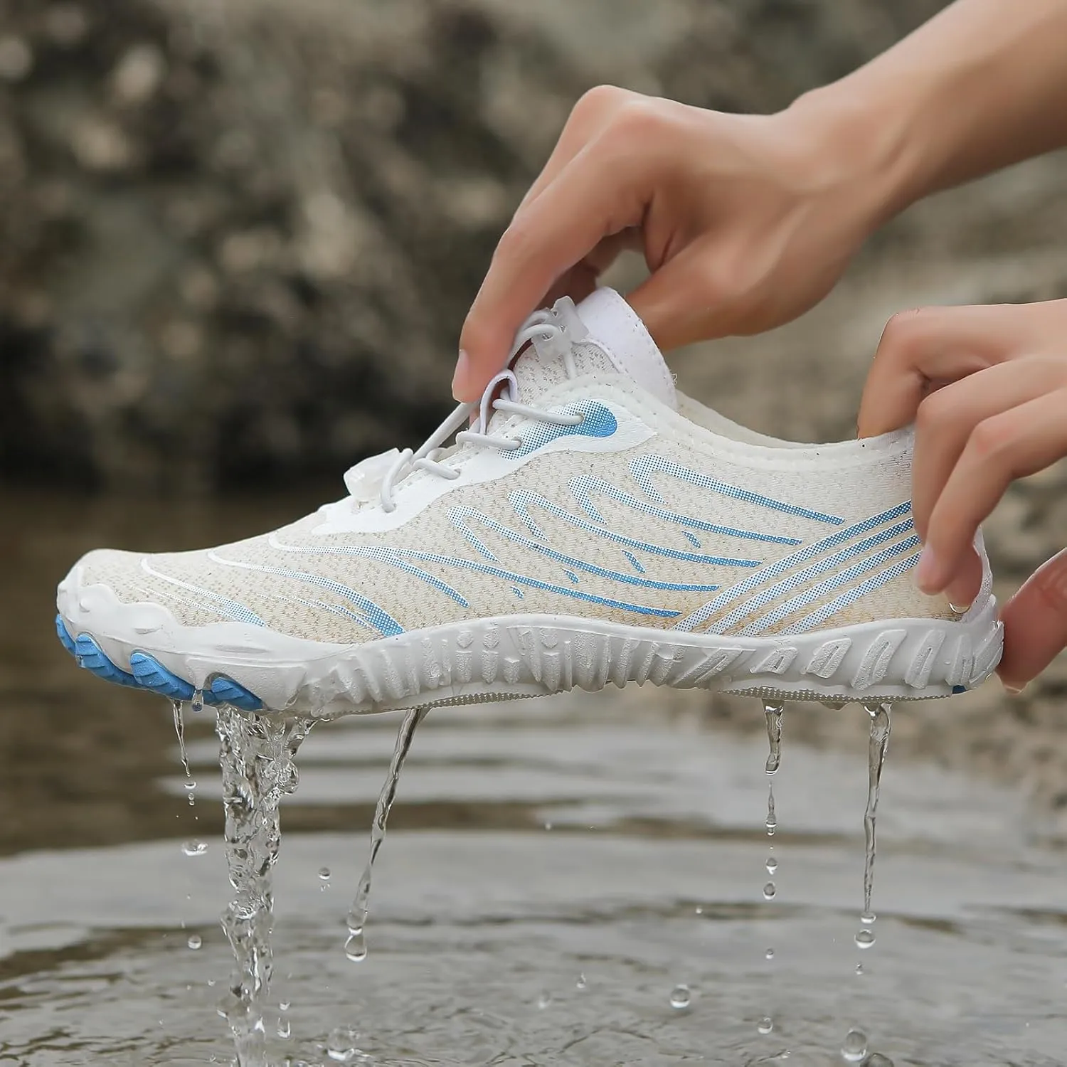 Water Hiking Shoes for Women Men, Unisex Grounded Footwear with Wide Toe Box & Non-Slip, Breathable Quick Dry Aqua Swim Shoes, Barefoot Sneakers for Walking Trail Running Swimming Outdoor