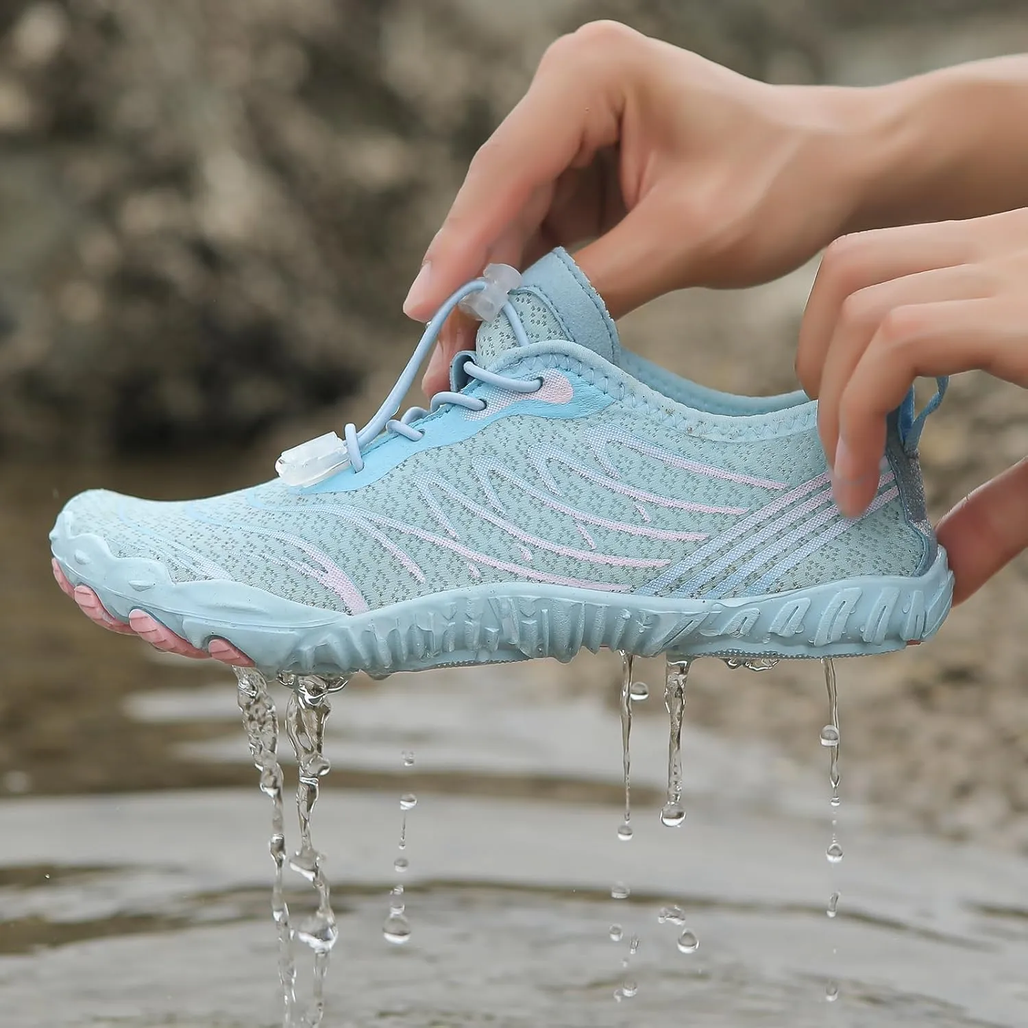 Water Hiking Shoes for Women Men, Unisex Grounded Footwear with Wide Toe Box & Non-Slip, Breathable Quick Dry Aqua Swim Shoes, Barefoot Sneakers for Walking Trail Running Swimming Outdoor