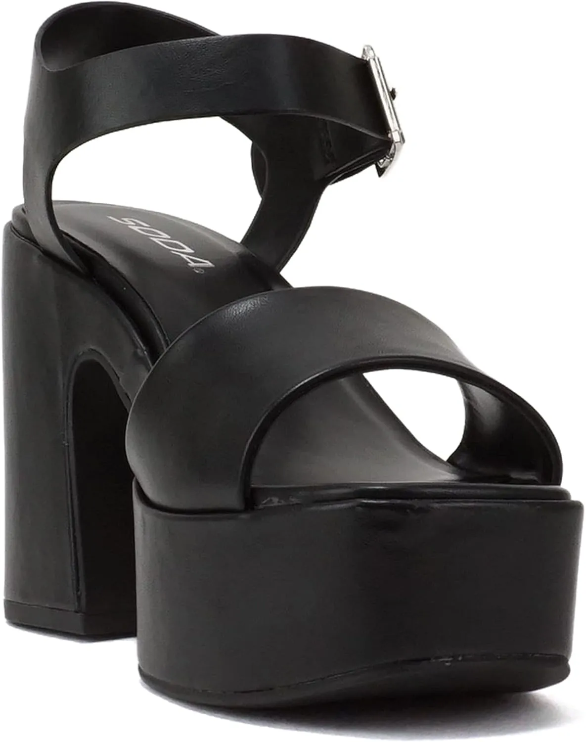 Women Open Toe Ankle Strap Platform Chunky Block High Heeled Sandal