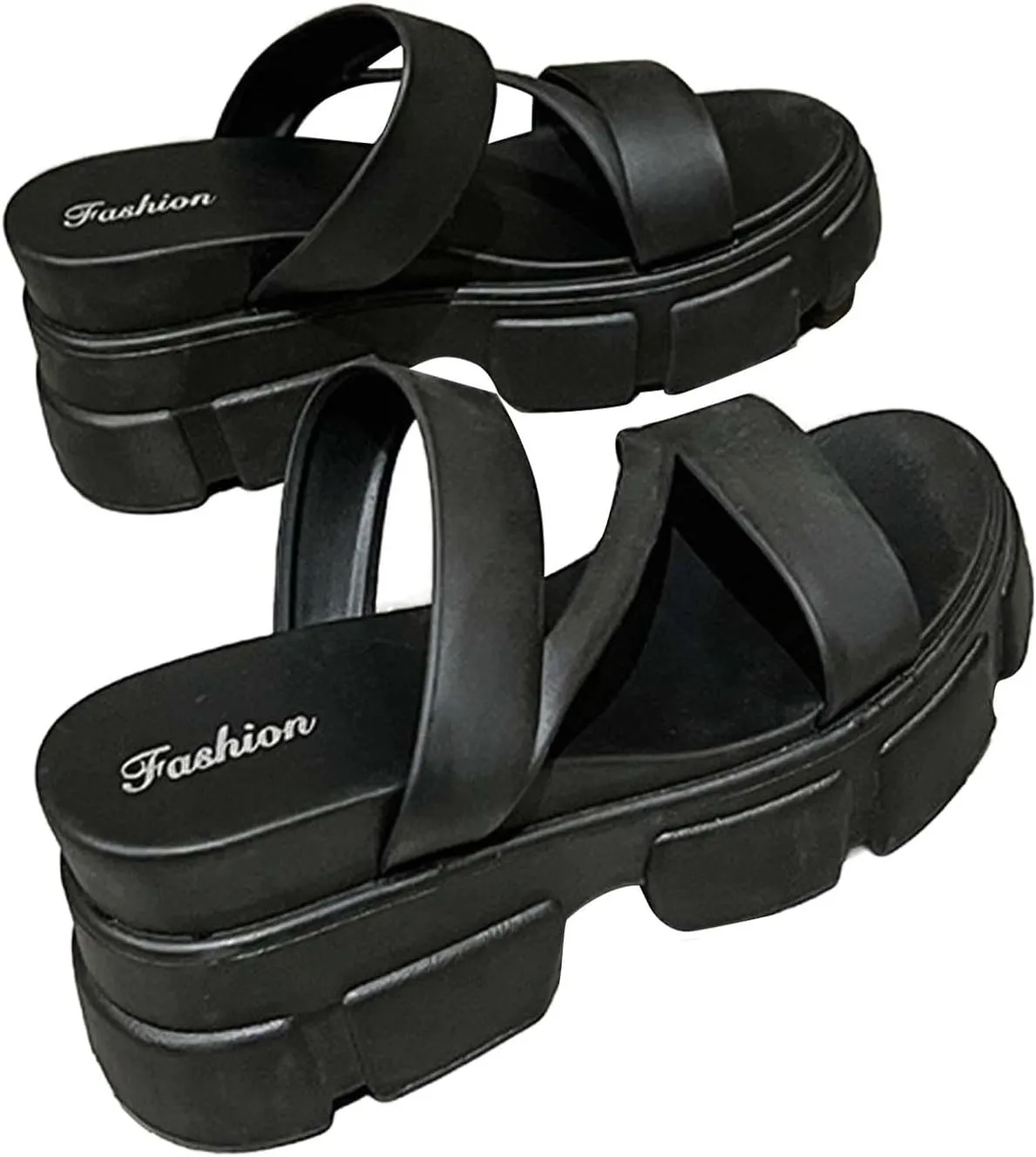 Women Open Toe Lug Sole Sandals Low Heel Platform Block Heels Sandal Dressy Casual Summer Thick Soled Slippers