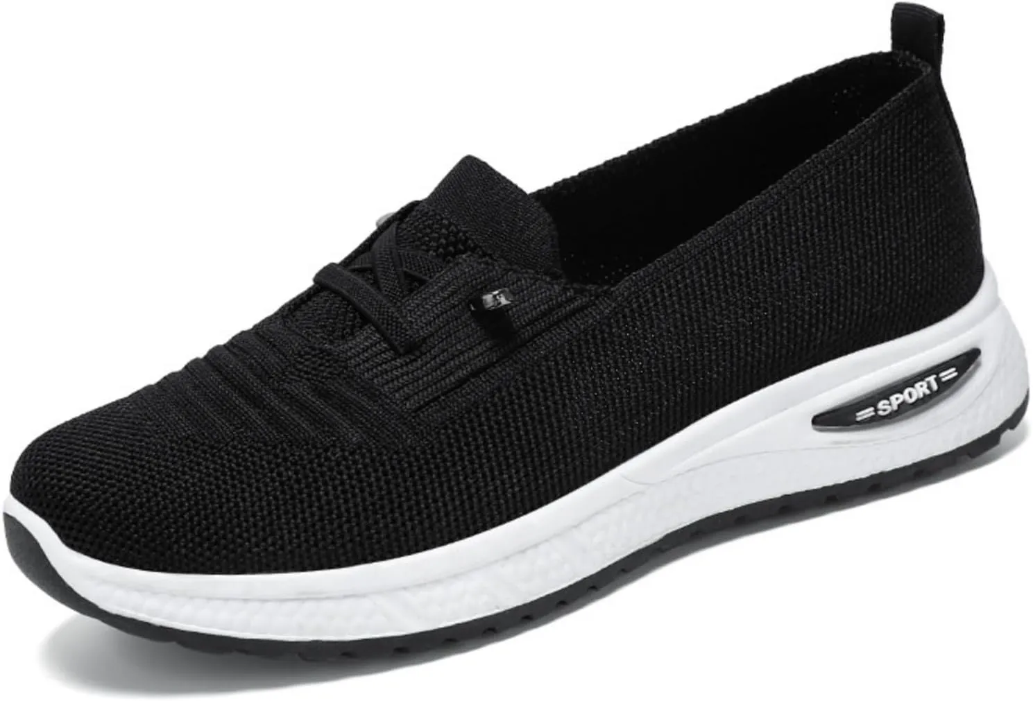 Women Orthopedic Walking Shoes Breathable Mesh Knitted Woven Low Top Walking Shoes Lightweight Wide Width Soft Sole Arch Support Non-Slip Shoe Slip On Comfortable Sneakers