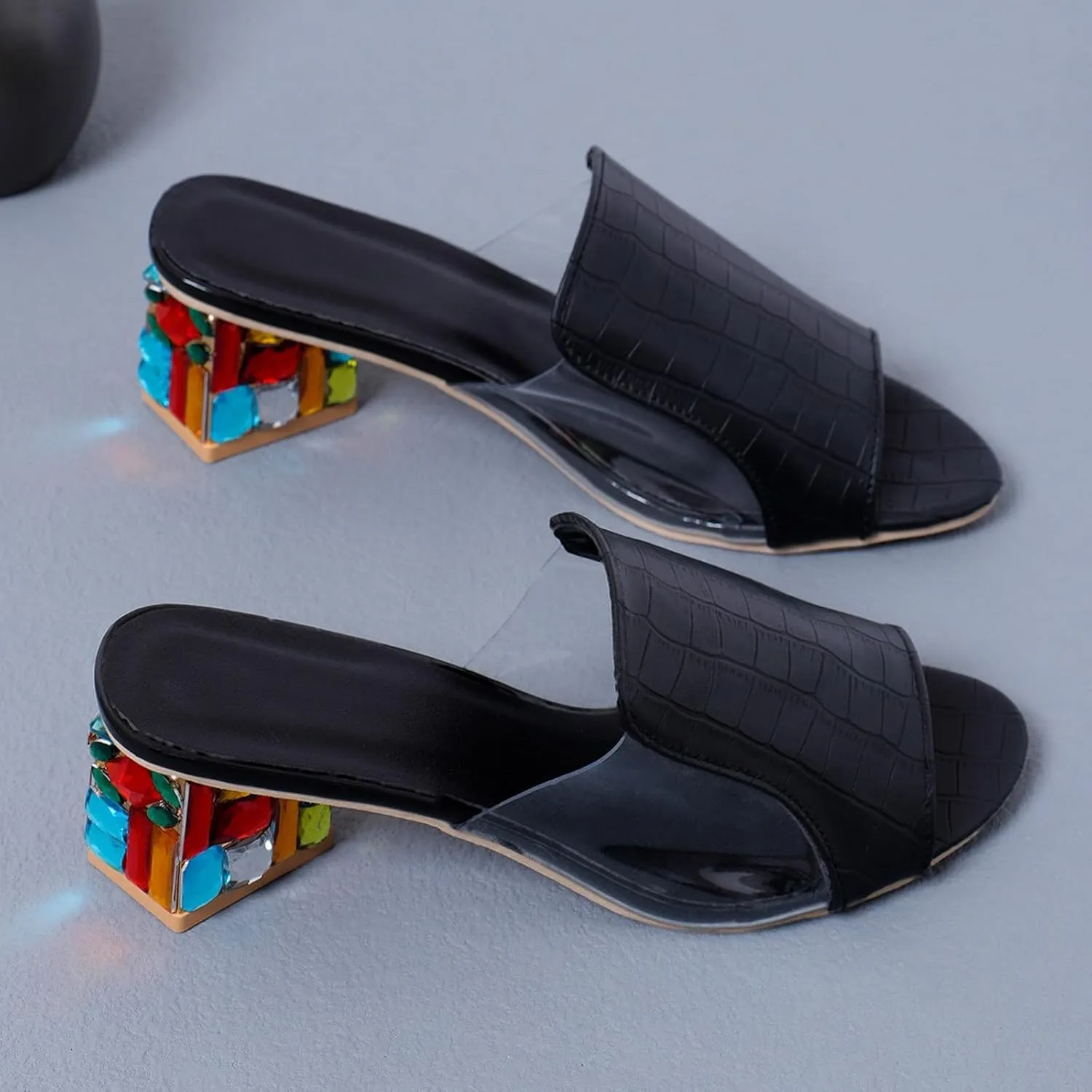 Women's Heeled Sandals Ankle Strappy Open Toe Block Chunky Mid Heels Dressy Sandals Ladies Classic Wedding Party Dress Shoes