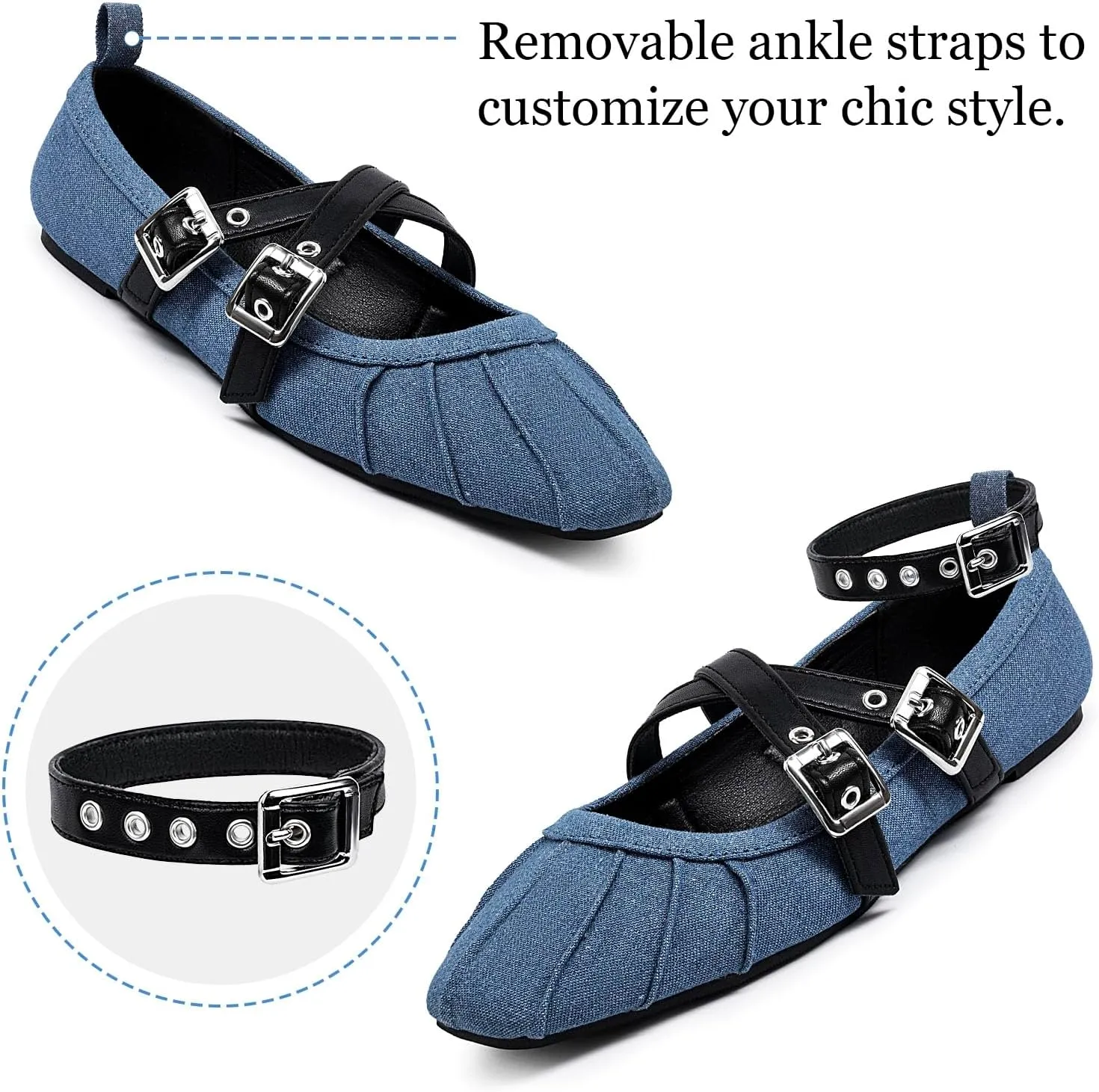 Womens Mary Jane Flats Round Toe Comfortable Cross Strap Flats Dressy Ballet Flats Shoes Vintage Shoes with Ankle Strap