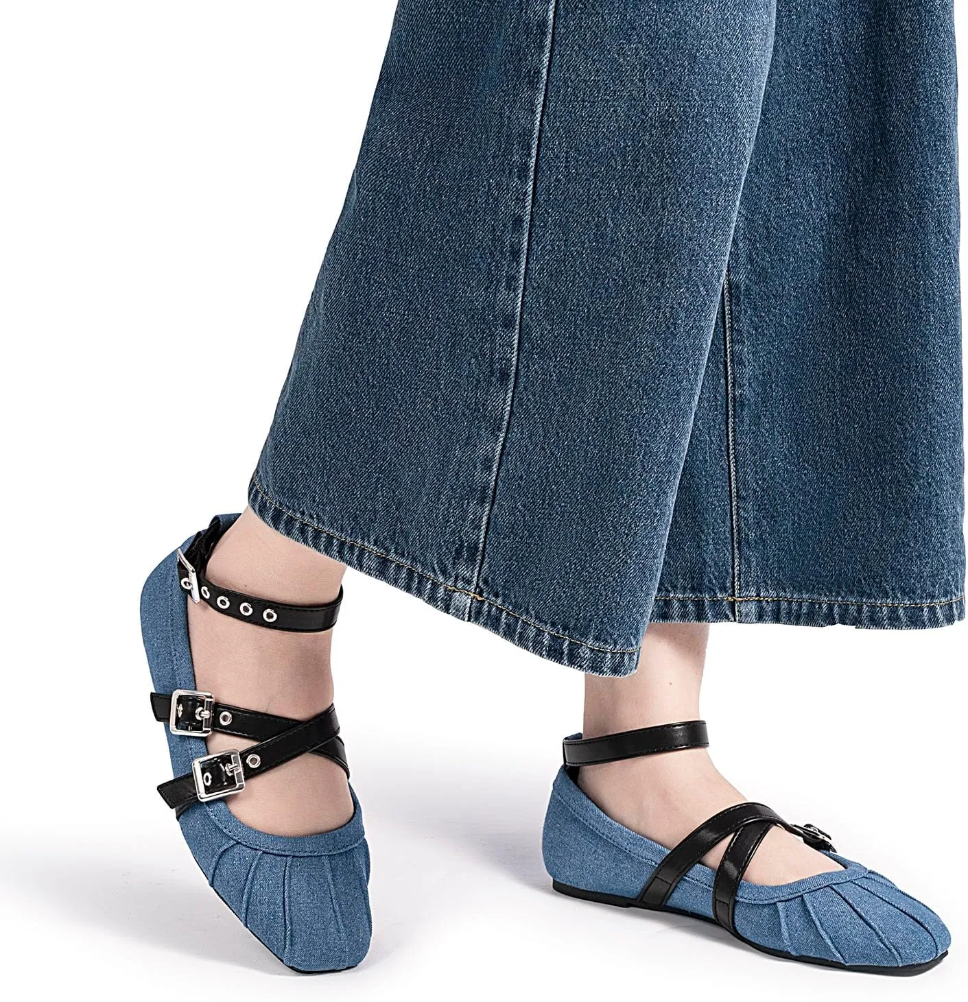 Womens Mary Jane Flats Round Toe Comfortable Cross Strap Flats Dressy Ballet Flats Shoes Vintage Shoes with Ankle Strap