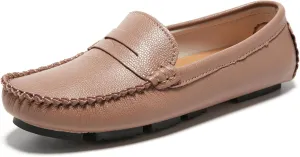 Women's Penny Loafers Leather Slip-on Flats Shoes Classic Casual Driving Shoes
