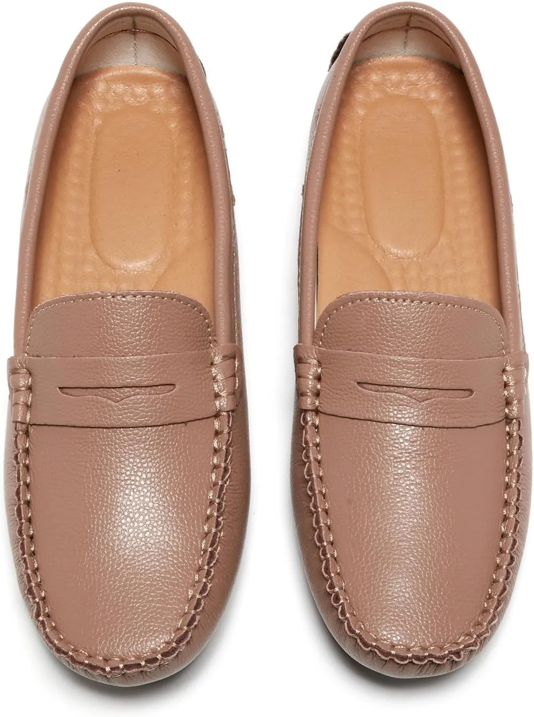 Women's Penny Loafers Leather Slip-on Flats Shoes Classic Casual Driving Shoes
