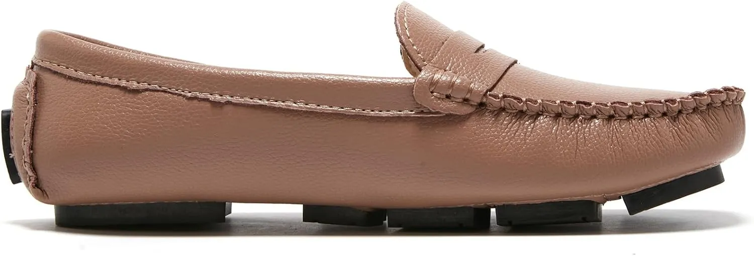Women's Penny Loafers Leather Slip-on Flats Shoes Classic Casual Driving Shoes