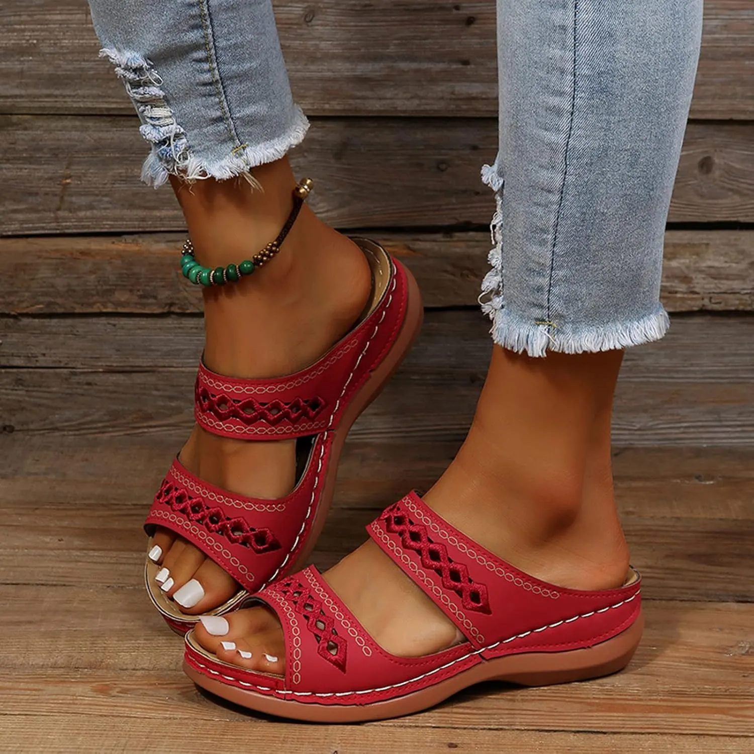 Womens Sandals with Arch Support Flip Flops Shower Wide Beach Platform Shoes for Woman Arch Support Comfort Orthopedic Knit Flip Flop Shoe Orthtic Women