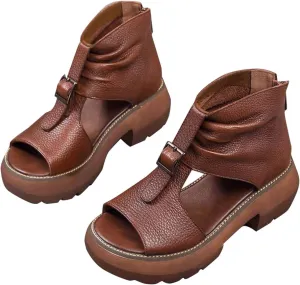 Women's Thick Sole High Top Sandals Comfort Low Heel Summer Dressy Platform Open Toe Shoes Elegant Boots Sandal