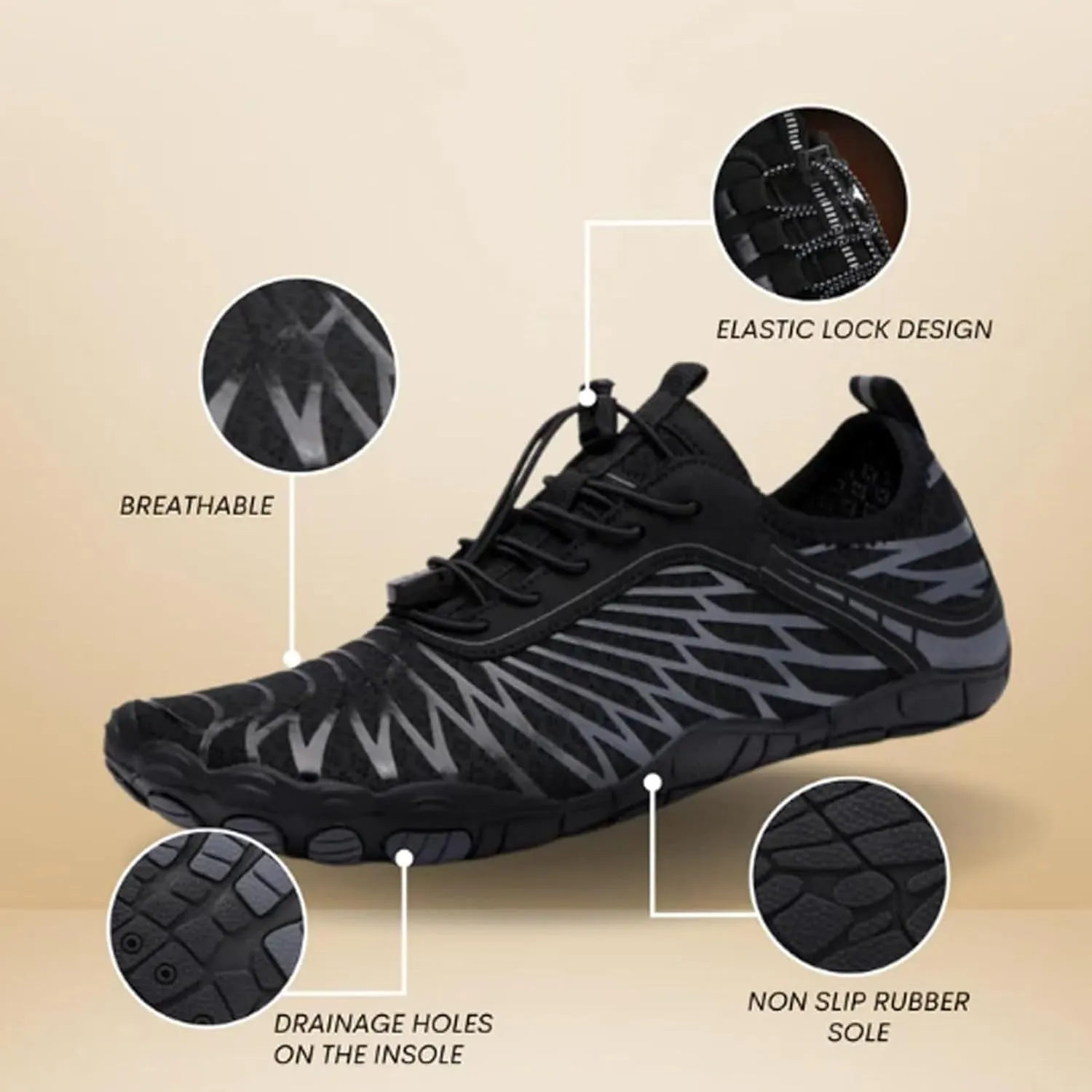 Women's Water Shoes, Men Barefoot Grounded Footwear Quick Dry Aqua Shoes for Unisex Hike Hiking Workout Beach Swimming
