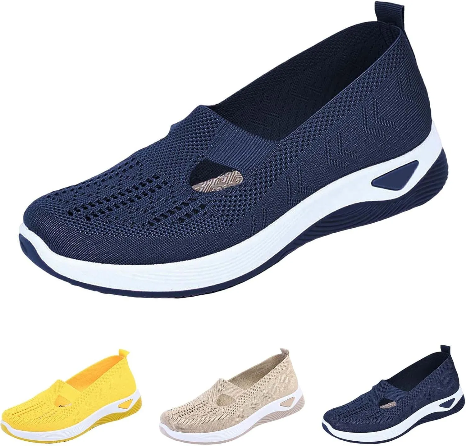 Women's Woven Orthopedic Breathable Soft Shoes Running Shoes for Women Comfortable Business Casual Shoes Chunky Sneakers Steel Toe Tennis Shoe Loafers Casual Slip On
