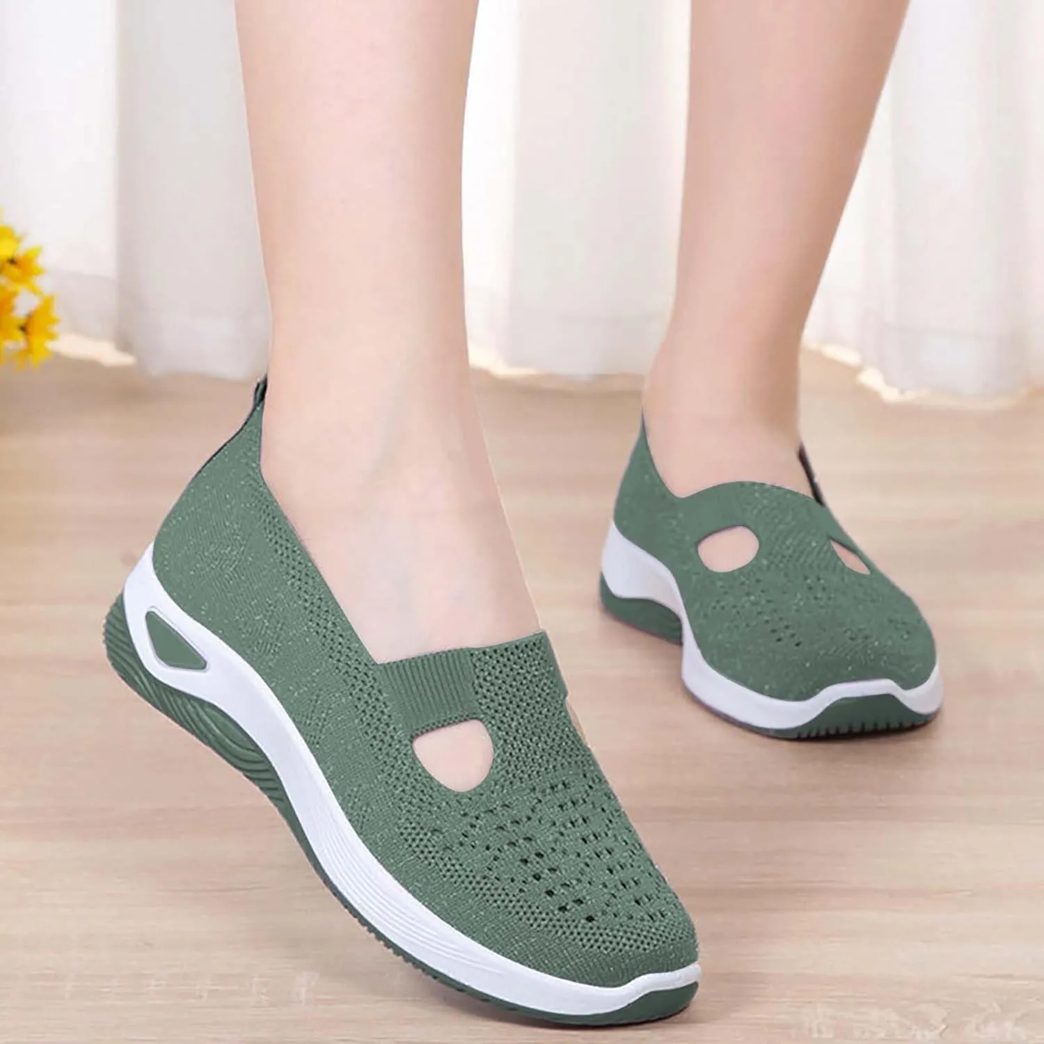 Women's Woven Orthopedic Breathable Soft Shoes Tennis Shoes Womens Sports White Casual Shoes Walking Sneakers Steel Toe Tennis Shoe Loafers Casual Slip On
