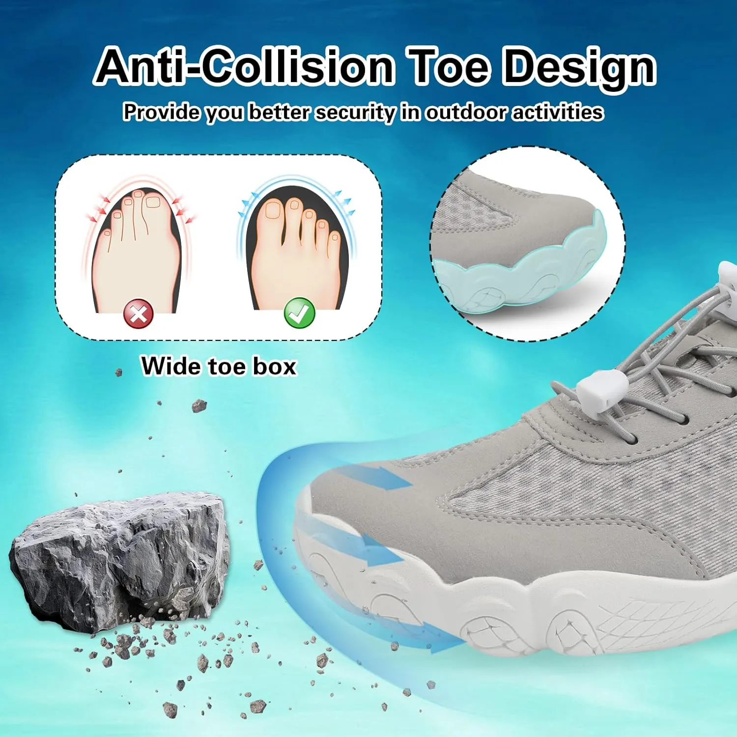 XIHALOOK Water Hiking Shoes for Women Men Barefoot Wide Toe Minimalist Shoes for Beach Swim River Pool Lake Surfing Training