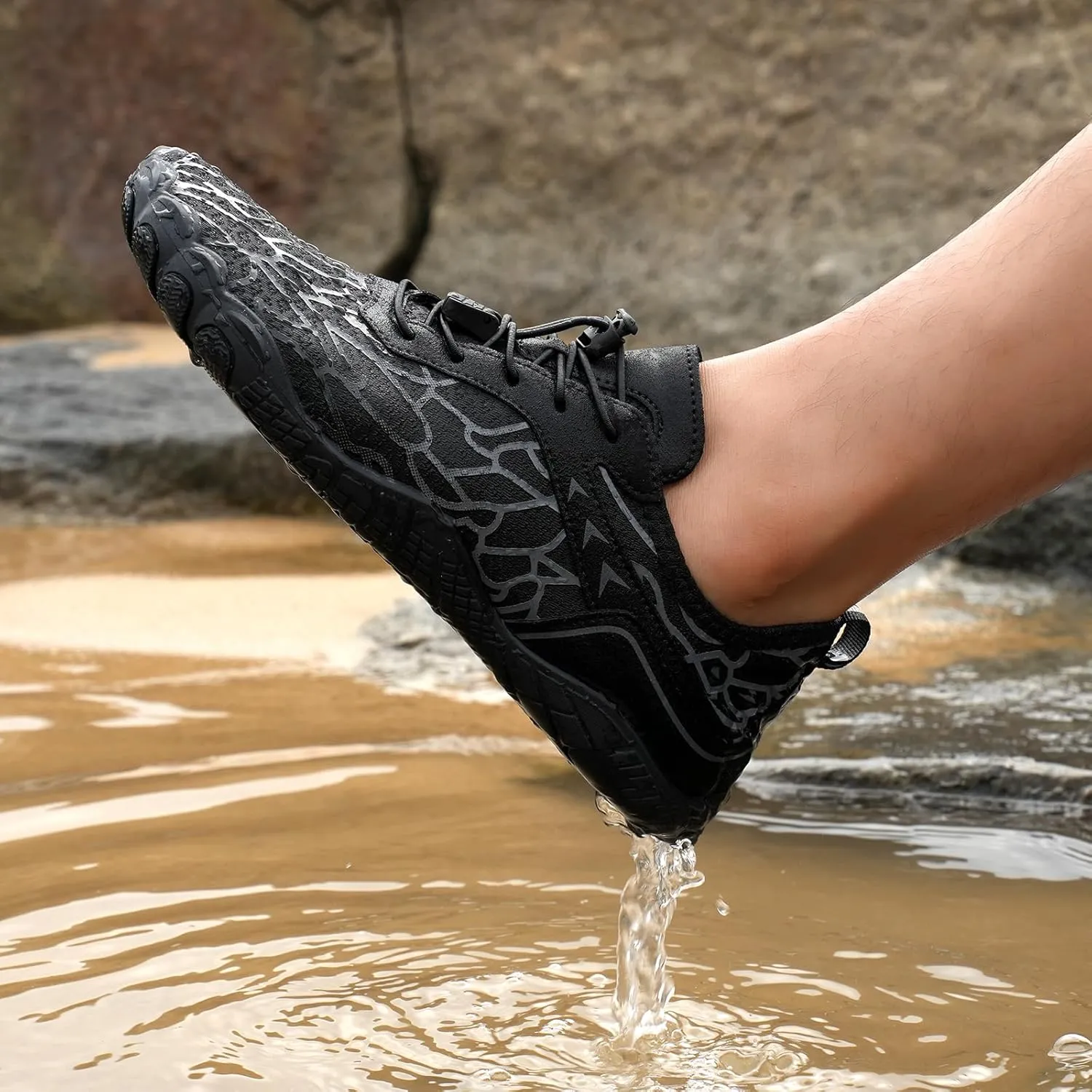 ZWRXW Hike Barefoot Shoes for Women Men Breathable & Non-Slip Athletic Footwear Wide Toe Water Shoes Quick-Dry Aqua Sock Barefoot Slip-On Soft Beach Aqua Sports Outdoor Shoe Hiking Walking Shoe
